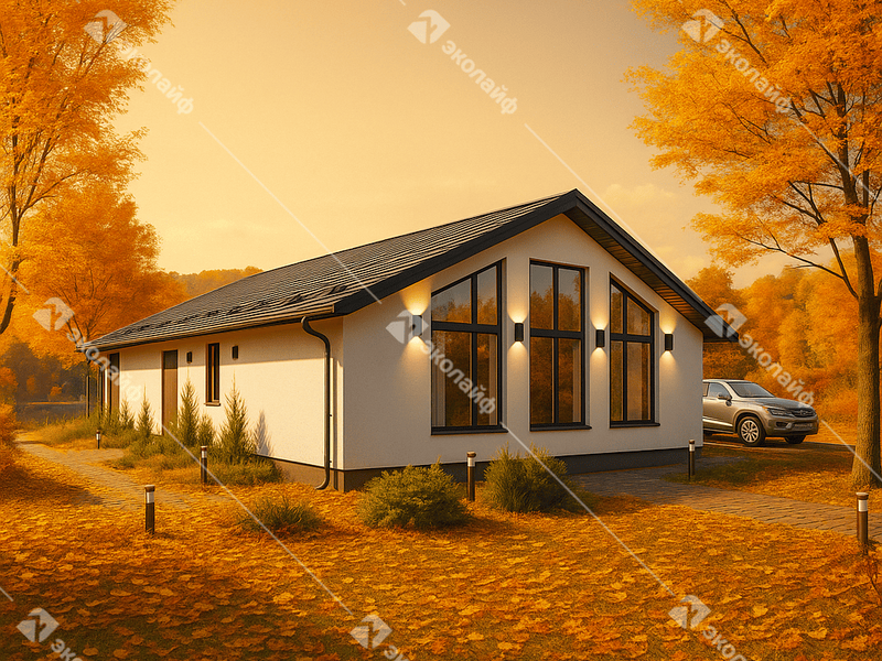 Готовый проект одноэтажного дома Эколайф 101 м2 под ключ