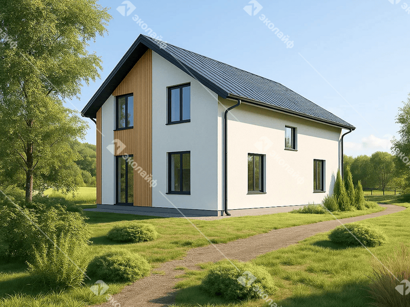 Проект готового двухэтажного дома Эколайф 115 м2 под ключ