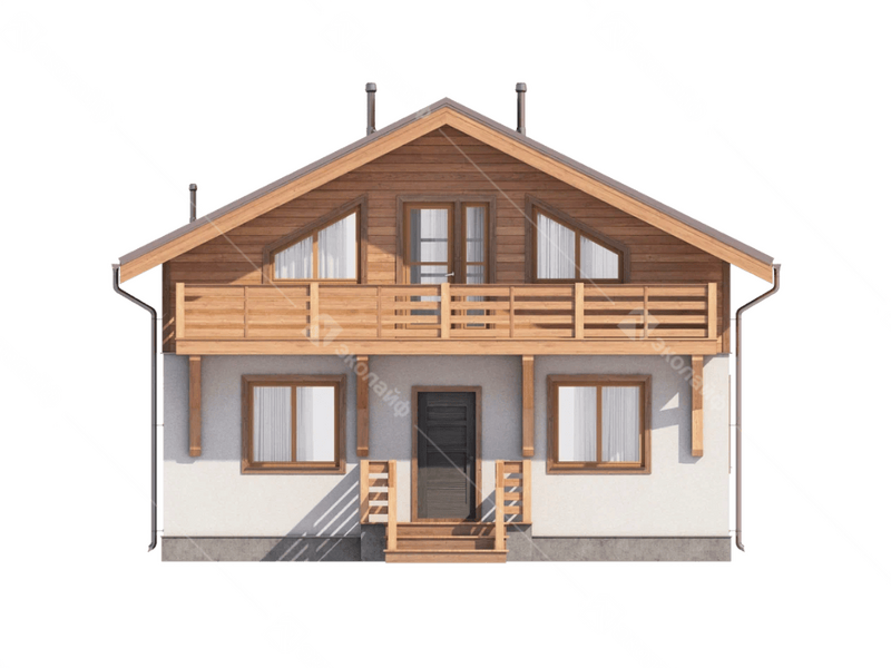 Фасад готового проекта двухэтажного дома Эколайф-150