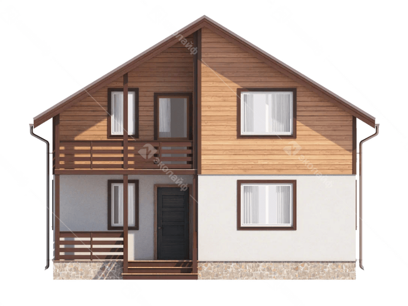 Фасад готового проекта двухэтажного дома Эколайф-115