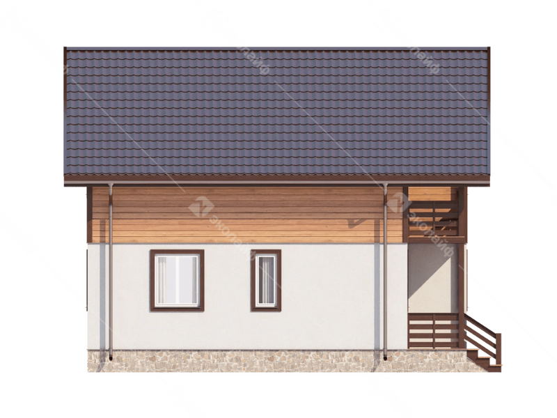 Фасад готового проекта двухэтажного дома Благо-115