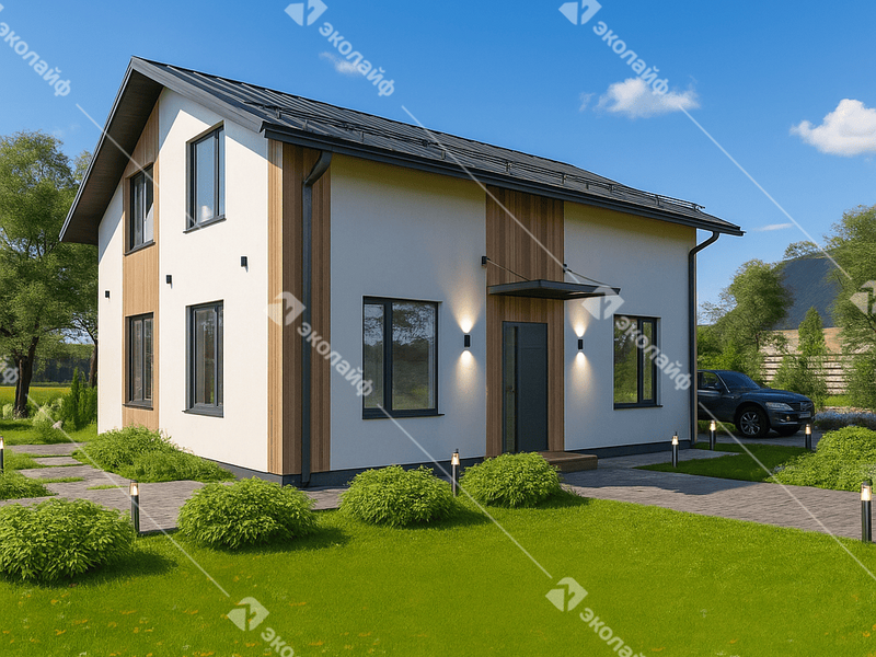 Проект готового двухэтажного дома Эколайф 115 м2 под ключ