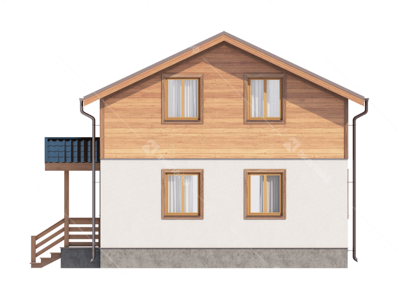 Фасад готового проекта двухэтажного дома Благо-125
