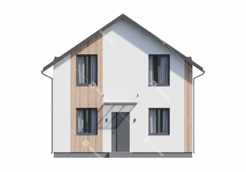 Фасад готового проекта двухэтажного дома Эколайф-126