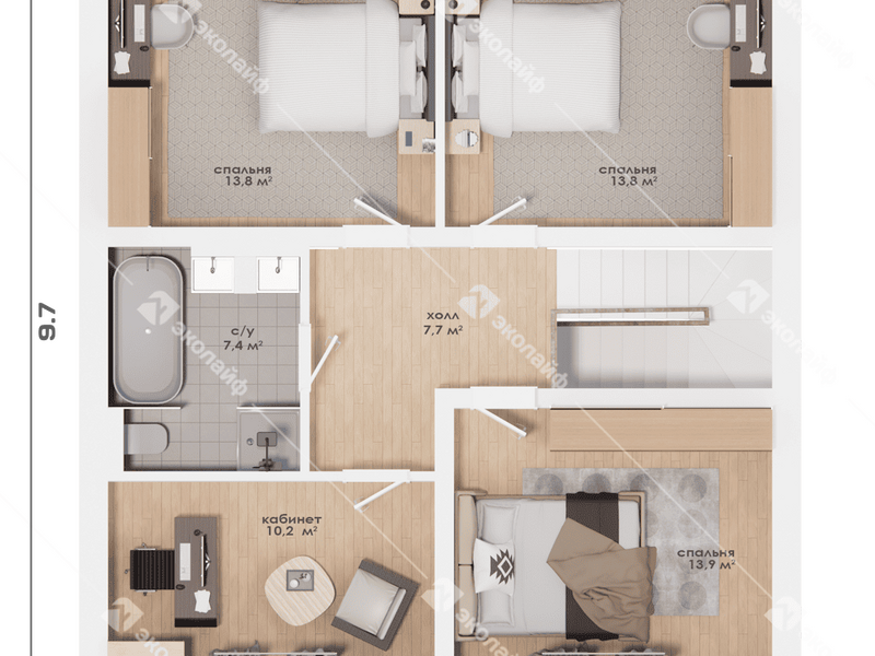 План дома 143 м2 2 этаж