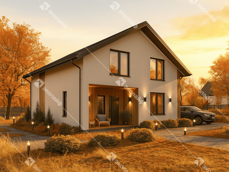 Проект готового двухэтажного дома Эколайф 143 м2 из газобетона или теплой керамики