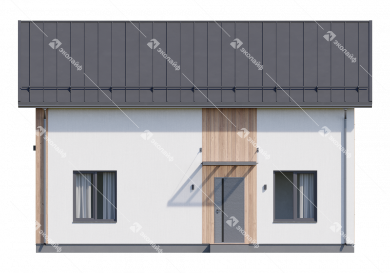 Фасад готового проекта двухэтажного дома Эколайф-150