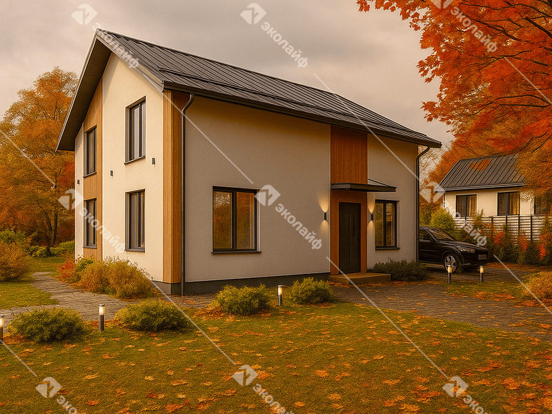 Проект готового двухэтажного дома Эколайф 150 м2 из газобетона или теплой керамики