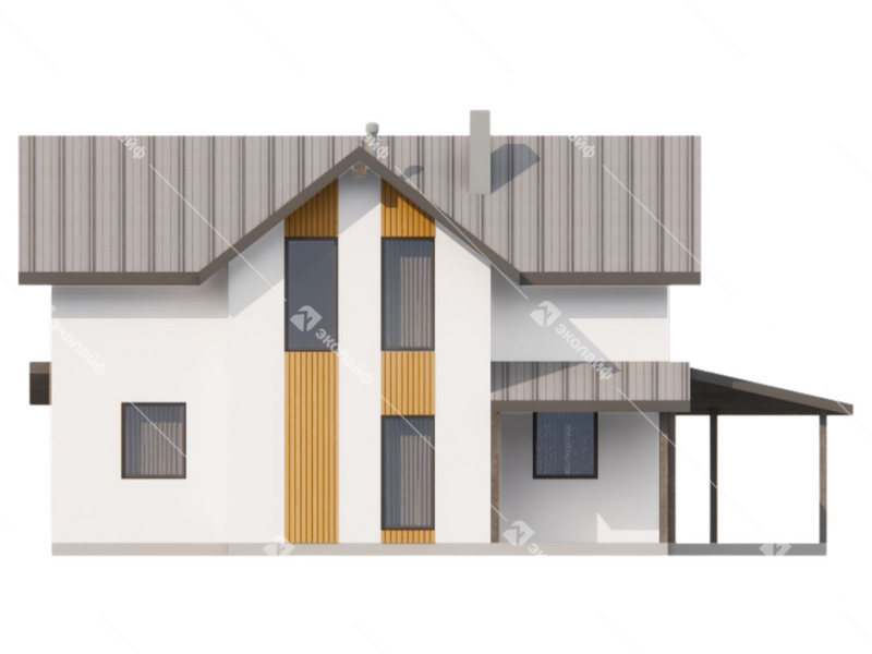 Фасад готового проекта двухэтажного дома Эколайф-155