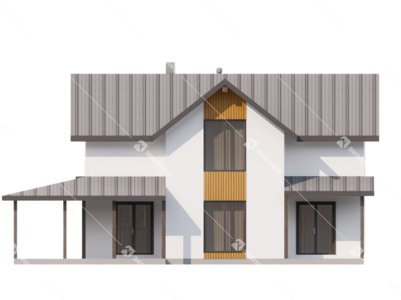 Фасад готового проекта двухэтажного дома Эколайф-155