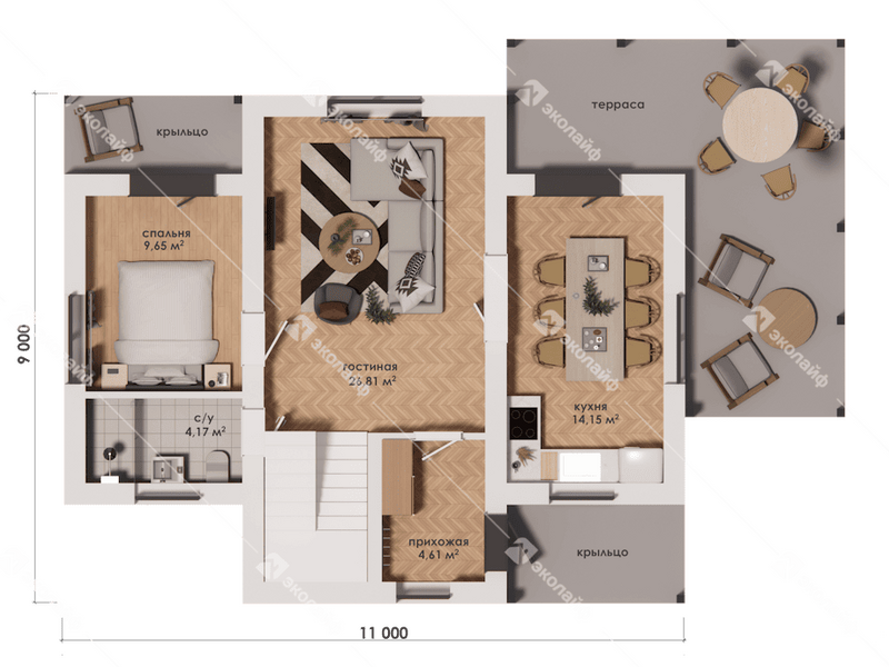 План дома 155 1 этаж Благовещенское