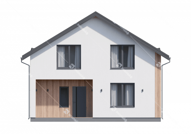 Фасад готового проекта двухэтажного дома Эколайф-115