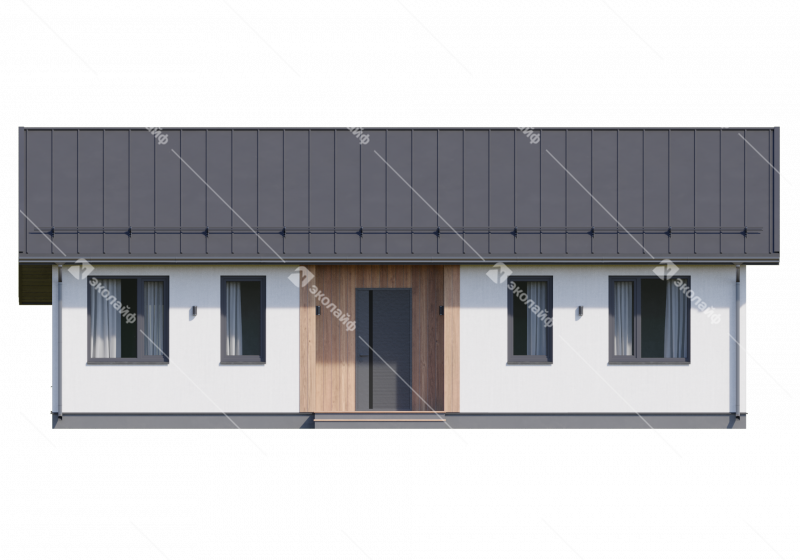 Фасад готового проекта одноэтажного дома Эколайф-85