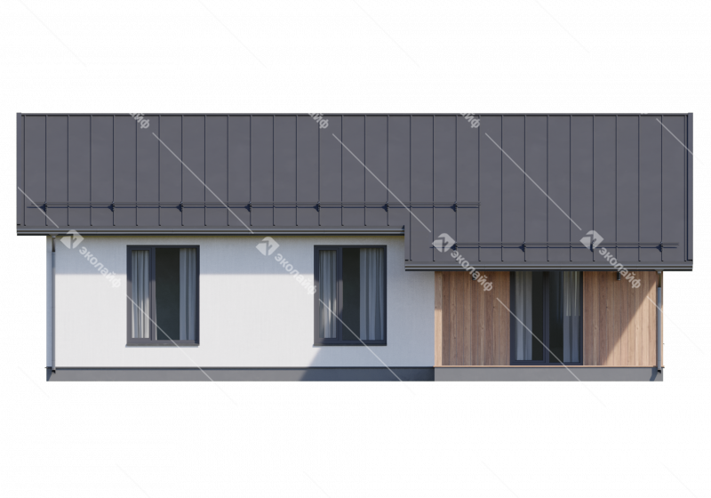 Фасад готового проекта одноэтажного дома Эколайф-85