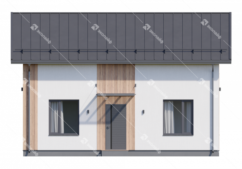 Фасад готового проекта двухэтажного дома Эколайф-125