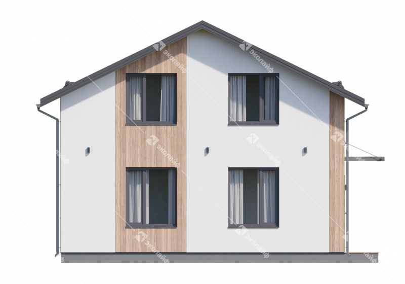 Фасад готового проекта двухэтажного дома Эколайф-125