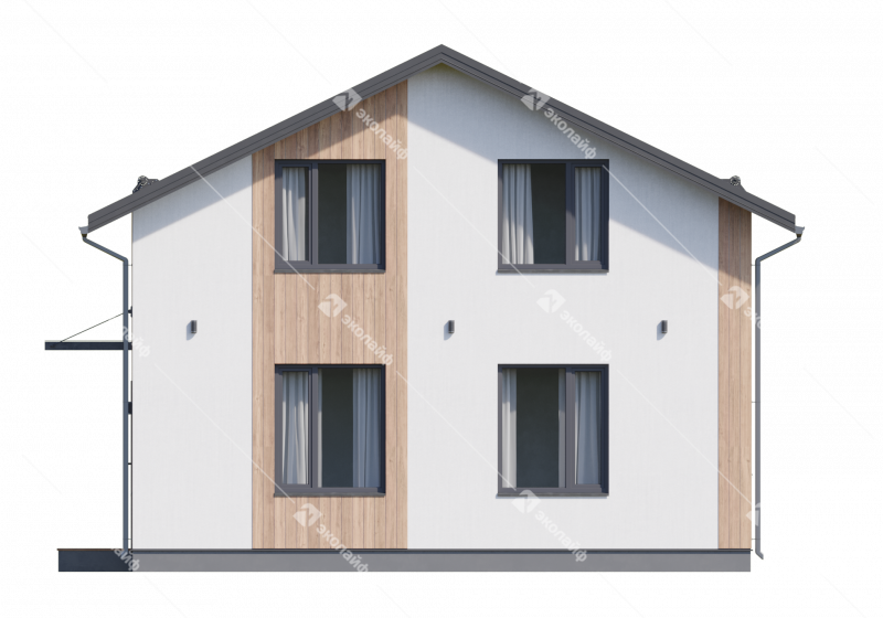 Фасад готового проекта двухэтажного дома Эколайф-125