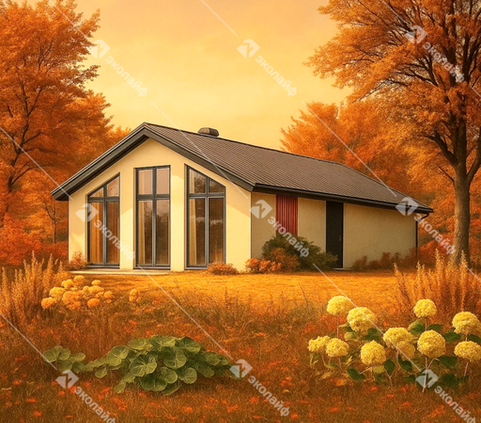 Готовый проект одноэтажного дома Эколайф-65 м2 под ключ