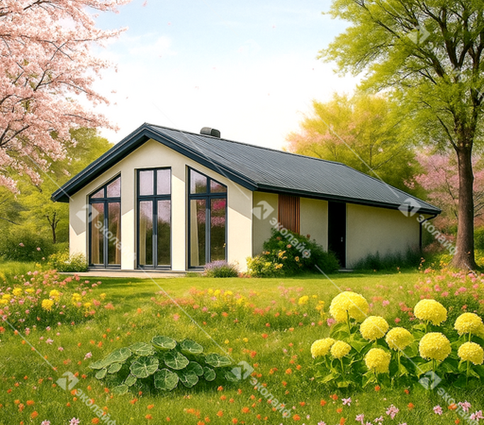 Готовый проект одноэтажного дома Эколайф-65 м2 из газобетона или теплой керамики