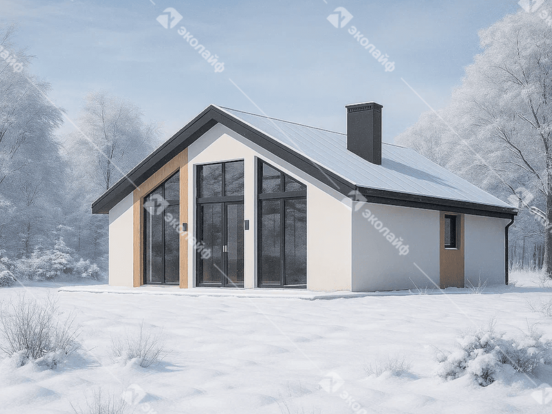 Готовый проект одноэтажного дома Эколайф-73 м2 во Владимире