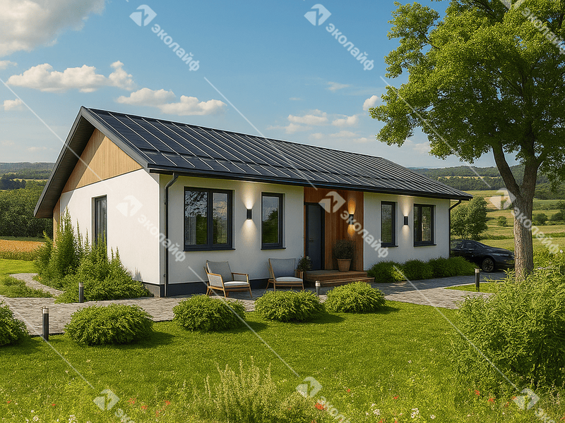 Готовый проект одноэтажного дома Эколайф-85