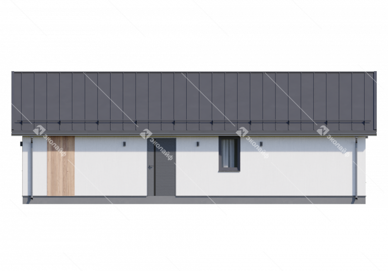 Фасад готового проекта одноэтажного дома Эколайф-90