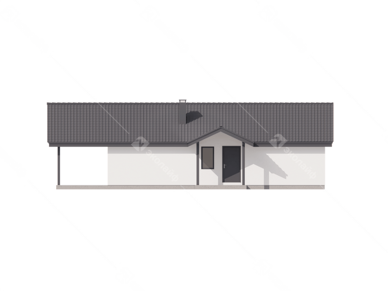 Фасад готового проекта одноэтажного дома Эколайф-90 с верандой