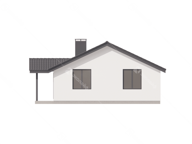 Фасад готового проекта одноэтажного дома Эколайф-90 с верандой