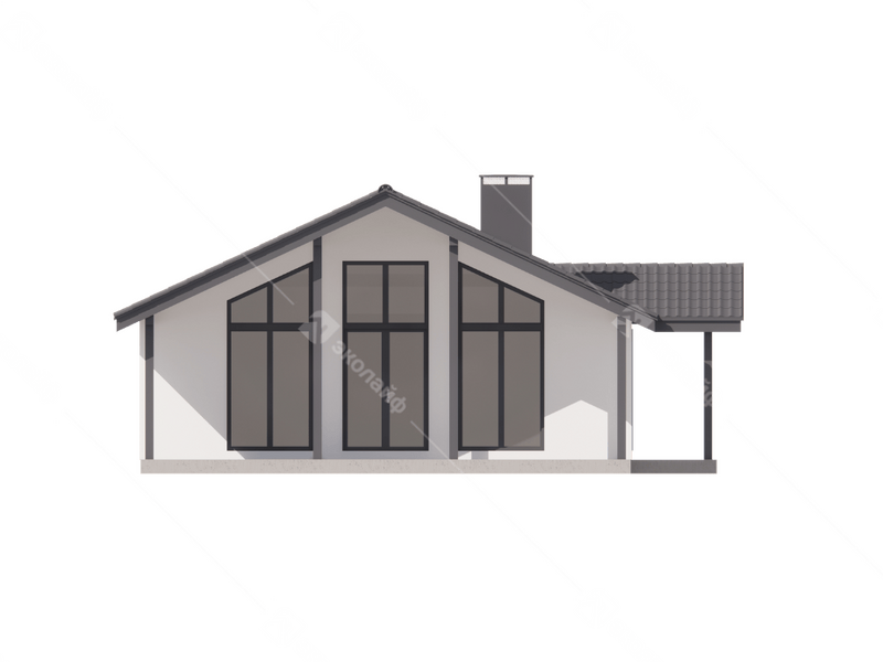 Фасад готового проекта одноэтажного дома Эколайф-90 с верандой