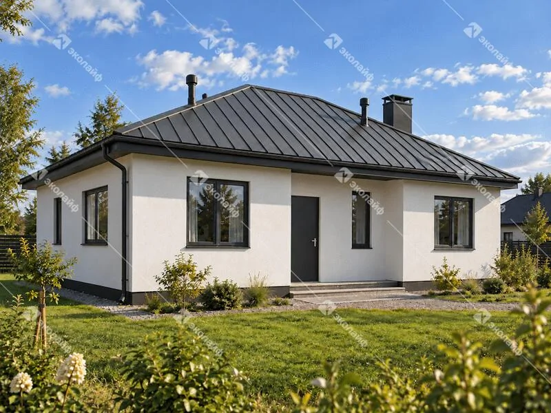 Проект одноэтажного дома 100 м2 из газобетона / теплой керамики