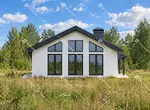 Одноэтажный дом 107 м² в Муроме— фасад с двускатной крышей