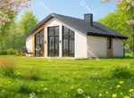 Готовый проект одноэтажного дома Эколайф-73 м2 из газобетона или теплой керамики